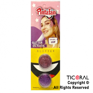 MAQUILLAJE GLITTER EN PASTA SET X 2 COLORES ROSA Y VIOLETA 015-05 x 3 BLISTERS